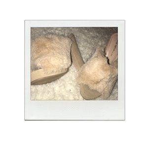 Retro faux fur mules